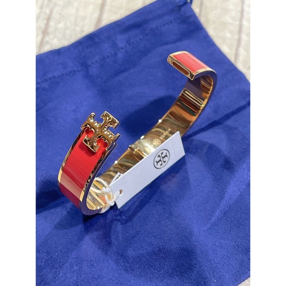 Tory Burch Kira Enamel Bracelet Poppy Red  Org $148 NWT - Picture 6 of 6